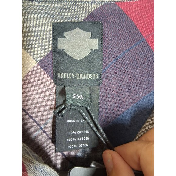 NWT Harley Davidson Button Down Long Sleeve Shirt Plaid Slim Fit Men's Size XXL - Picture 4 of 5